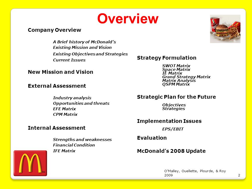 McDonald’s Generic Strategy & Intensive Growth Strategies